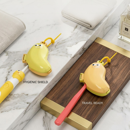 Fruity-Pull 2-in-1 Portable Toothbrush & Toothpaste Travel Case | Cute, Hygienic & Leak-Proof