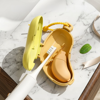 Fruity-Pull 2-in-1 Portable Toothbrush & Toothpaste Travel Case | Cute, Hygienic & Leak-Proof