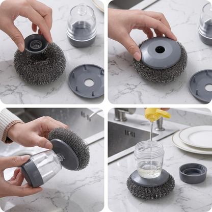 Multi-Functional Soap Dispensing Palm Brush | Effortless Kitchen Cleaning