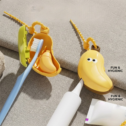 Fruity-Pull 2-in-1 Portable Toothbrush & Toothpaste Travel Case | Cute, Hygienic & Leak-Proof